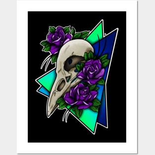 Raven skull Posters and Art